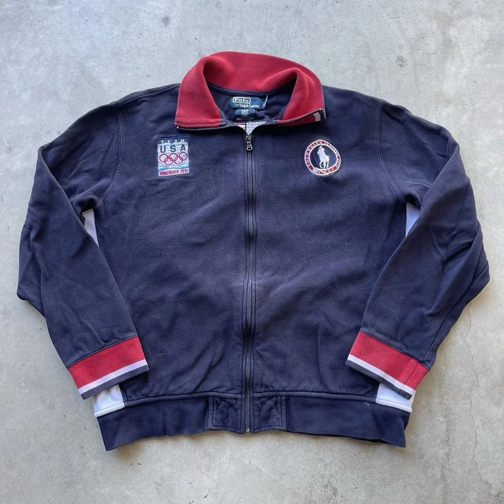 Polo Ralph Lauren Men Jacket XL Navy Team USA Olympic Vancouver 2010 Embroidered